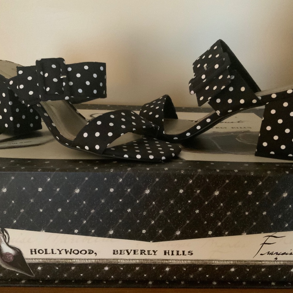 Amelia Grace Black & White Polka Dot Summer Sandal
